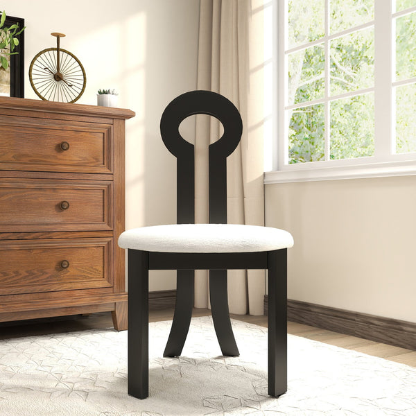 English Elm Vintage Rubber Solid Wood Dining Chair Set of 2 — Plush Berber Fleece Upholstery, Water & Stain Resistant, 280 lb Capacity Black,White W1535P281504