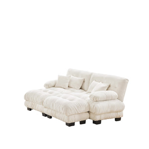 English Elm Cloud Chenille 2-Seater Sofa - Plush Sleeper Couch With Lumbar & Throw Pillows, 2 Ottomans Included W714S01000
