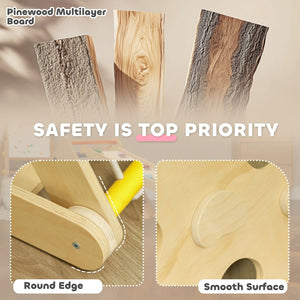 English Elm Qaba Pikler Triangle Pinewood Climbing Set with Slide for Toddlers Indoor Play W2225P249771
