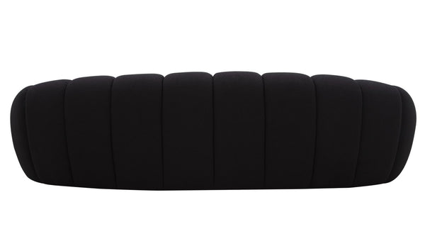 VIG Furniture Yolonda Curved Black Teddy Sofa — Modern Hexagonal Tufted Sculptural Design, Plush Durable Seating VGEV-2126C-SOFA-BLK