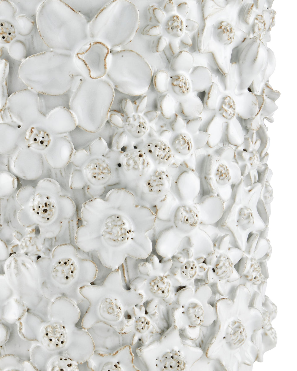 Currey & Company Jessamine Handcrafted White Floral Ceramic Cachepot Sculptural Artisan Planter Accent 1200-0628