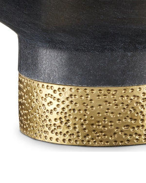 Currey & Company Vincent Solid Marble Decorative Bowl with Hand-Chiseled Edges and Brass Artisan Base 1200-0659
