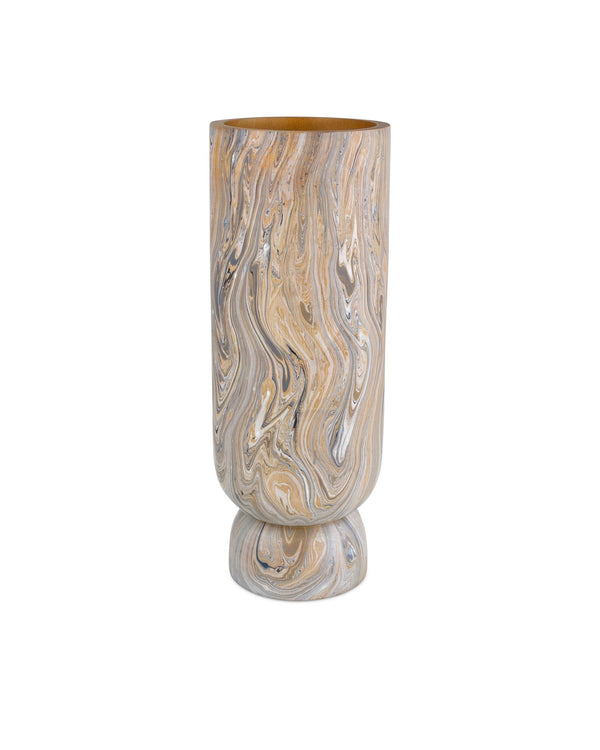 Currey & Company London Sky Marbleized Wood Vase Set Handcrafted Bohemian Accent for Shelf or Mantel 1200-0739