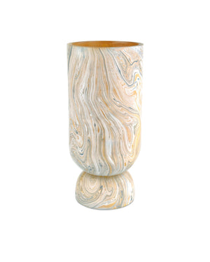 Currey & Company London Sky Marbleized Wood Vase Set Handcrafted Bohemian Accent for Shelf or Mantel 1200-0739