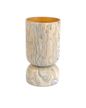 Currey & Company London Sky Marbleized Wood Vase Set Handcrafted Bohemian Accent for Shelf or Mantel 1200-0739