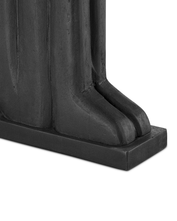 Currey & Company Abstract Solid Wood Figurative Sculpture Set Hand-Carved Matte Black Statement Decor 1200-0758