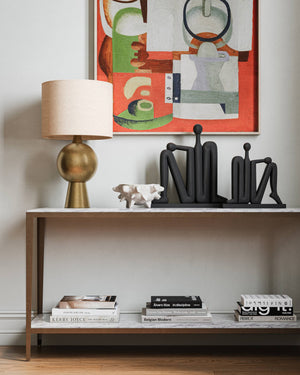 Currey & Company Abstract Solid Wood Figurative Sculpture Set Hand-Carved Matte Black Statement Decor 1200-0758