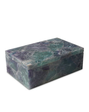 Currey & Company Fluorite Stone Decorative Box Handcrafted Iridescent Panels for Desk or Vanity Accent 1200-0776