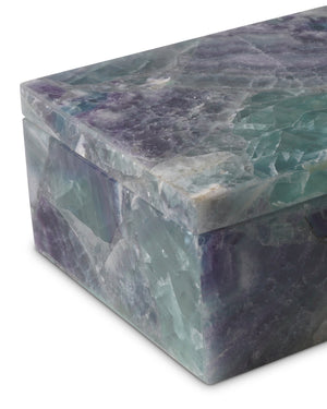 Currey & Company Fluorite Stone Decorative Box Handcrafted Iridescent Panels for Desk or Vanity Accent 1200-0776