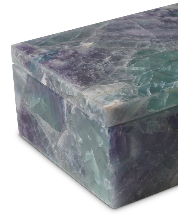 Currey & Company Fluorite Stone Decorative Box Handcrafted Iridescent Panels for Desk or Vanity Accent 1200-0776