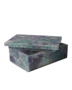 Currey & Company Fluorite Stone Decorative Box Handcrafted Iridescent Panels for Desk or Vanity Accent 1200-0776