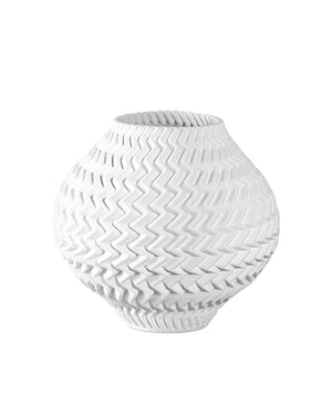 Currey & Company Plisse Pleated Porcelain Vase 3D Crafted White Glaze Sculptural Accent for Shelf or Console Small 1200-0788