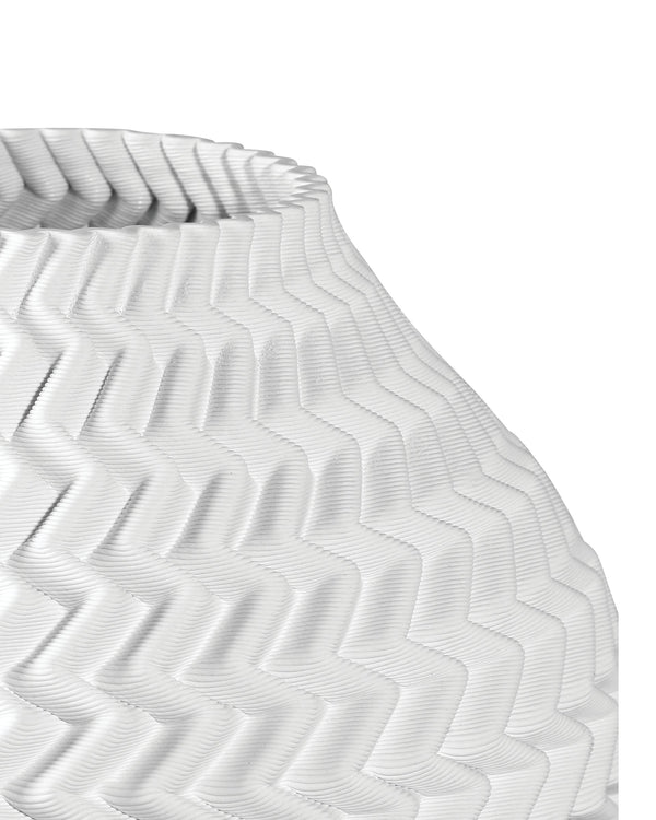 Currey & Company Plisse Pleated Porcelain Vase 3D Crafted White Glaze Sculptural Accent for Shelf or Console Small 1200-0788