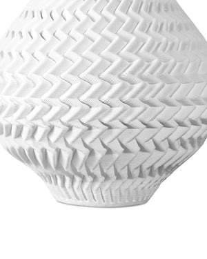 Currey & Company Plisse Pleated Porcelain Vase 3D Crafted White Glaze Sculptural Accent for Shelf or Console Small 1200-0788