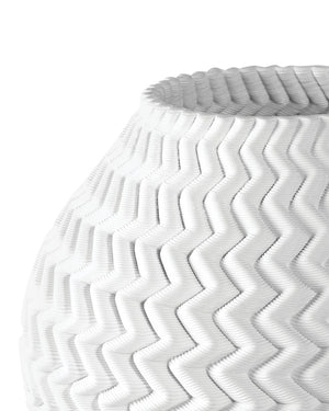 Currey & Company Plisse Pleated Porcelain Vase 3D Crafted White Glaze Sculptural Accent for Shelf or Console Medium 1200-0789