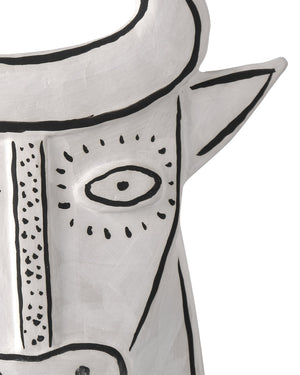 Currey & Company Thomas Hand-Painted Porcelain Bull Sculpture Picasso-Inspired Ceramic Decorative Art Piece 1200-0792