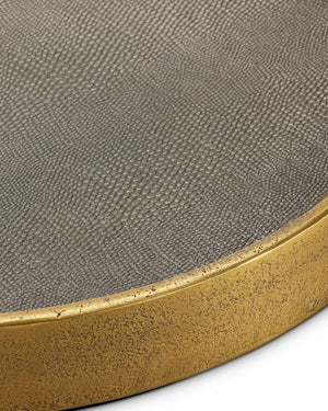 Currey & Company Tanay Antique Brass Cast Aluminum Round Tray with Graphite Snakeskin Interior 1200-0805