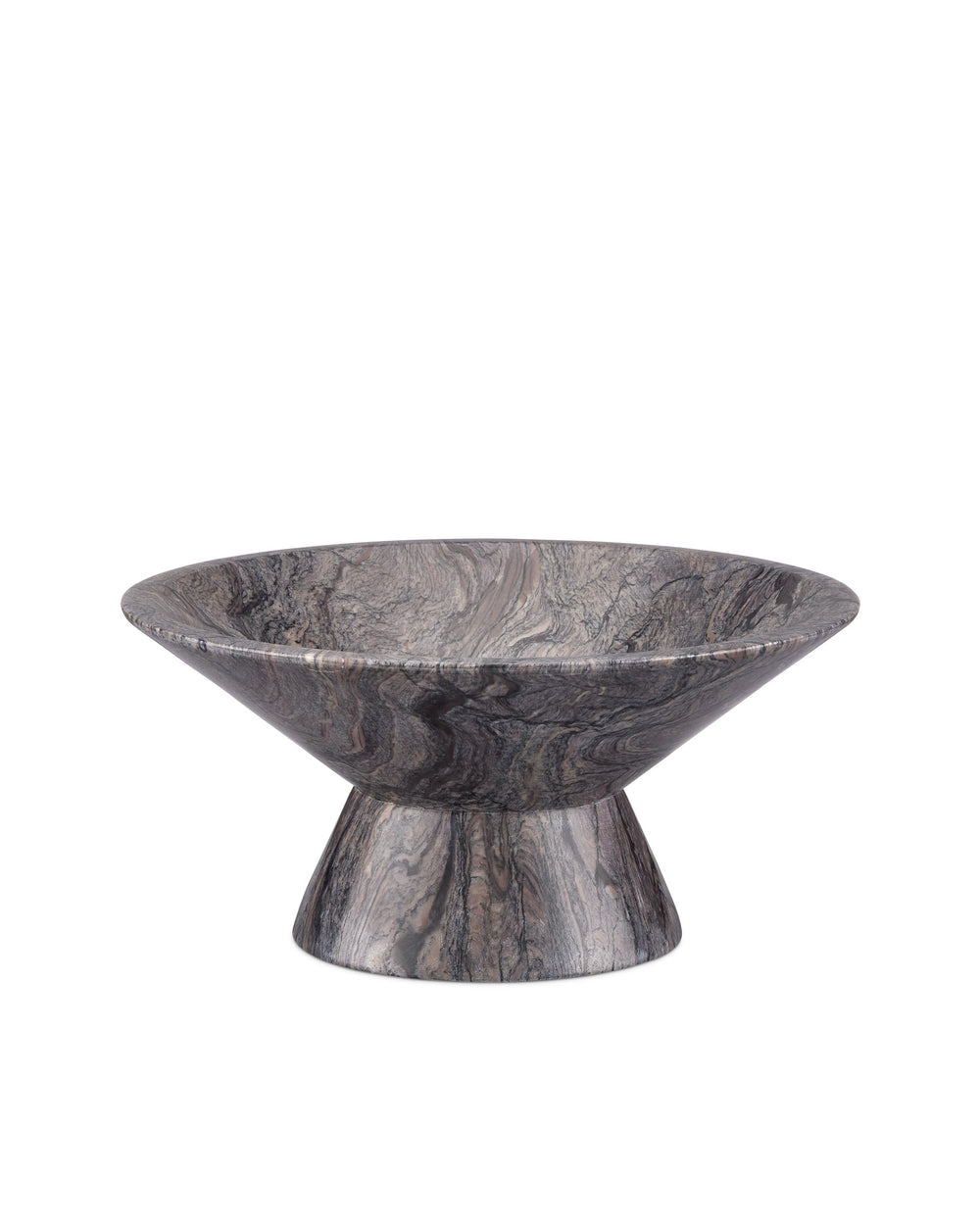 Currey & Company Lubo Handcrafted Marble Footed Bowl with Dramatic Gray Veining for Home Decor Breccia Marble Small 1200-0808