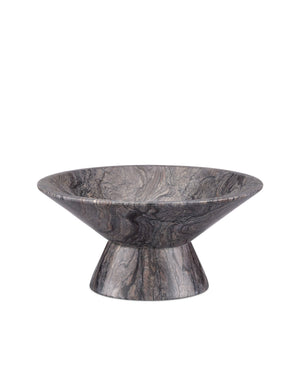 Currey & Company Lubo Handcrafted Marble Footed Bowl with Dramatic Gray Veining for Home Decor Breccia Marble Small 1200-0808