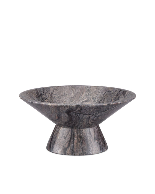 Currey & Company Lubo Handcrafted Marble Footed Bowl with Dramatic Gray Veining for Home Decor Breccia Marble Small 1200-0808