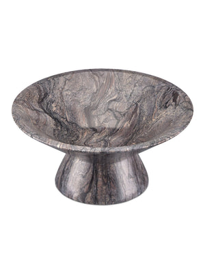 Currey & Company Lubo Handcrafted Marble Footed Bowl with Dramatic Gray Veining for Home Decor Breccia Marble Small 1200-0808