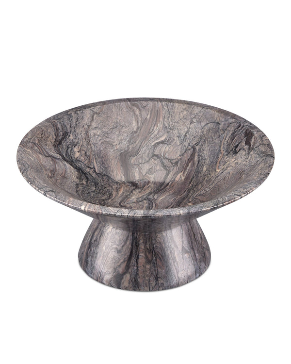 Currey & Company Lubo Handcrafted Marble Footed Bowl with Dramatic Gray Veining for Home Decor Breccia Marble Small 1200-0808