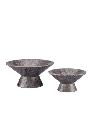 Currey & Company Lubo Handcrafted Marble Footed Bowl with Dramatic Gray Veining for Home Decor Breccia Marble Small 1200-0808
