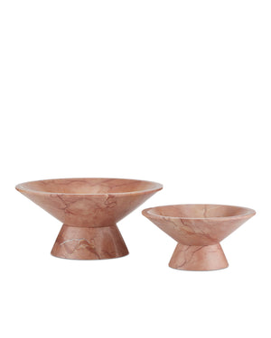 Currey & Company Lubo Handcrafted Marble Footed Bowl with Dramatic Gray Veining for Home Decor Rosa Cappuccino Marble Large 1200-0809