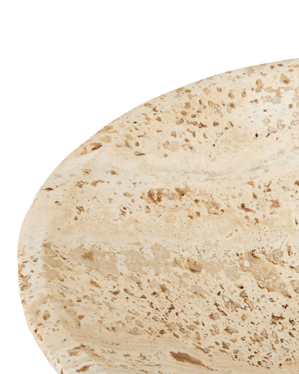 Currey & Company Lubo Handcrafted Marble Footed Bowl with Dramatic Gray Veining for Home Decor Travertine Small 1200-0812