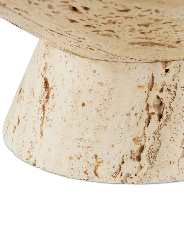 Currey & Company Lubo Handcrafted Marble Footed Bowl with Dramatic Gray Veining for Home Decor Travertine Small 1200-0812