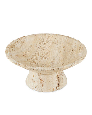 Currey & Company Lubo Handcrafted Marble Footed Bowl with Dramatic Gray Veining for Home Decor Travertine Small 1200-0812