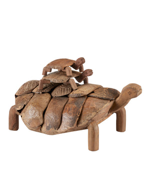 Currey & Company Turtle Family Sculpture Set Reclaimed Wood Folk Art Accent for Shelves and Consoles 1200-0821