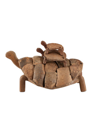 Currey & Company Turtle Family Sculpture Set Reclaimed Wood Folk Art Accent for Shelves and Consoles 1200-0821