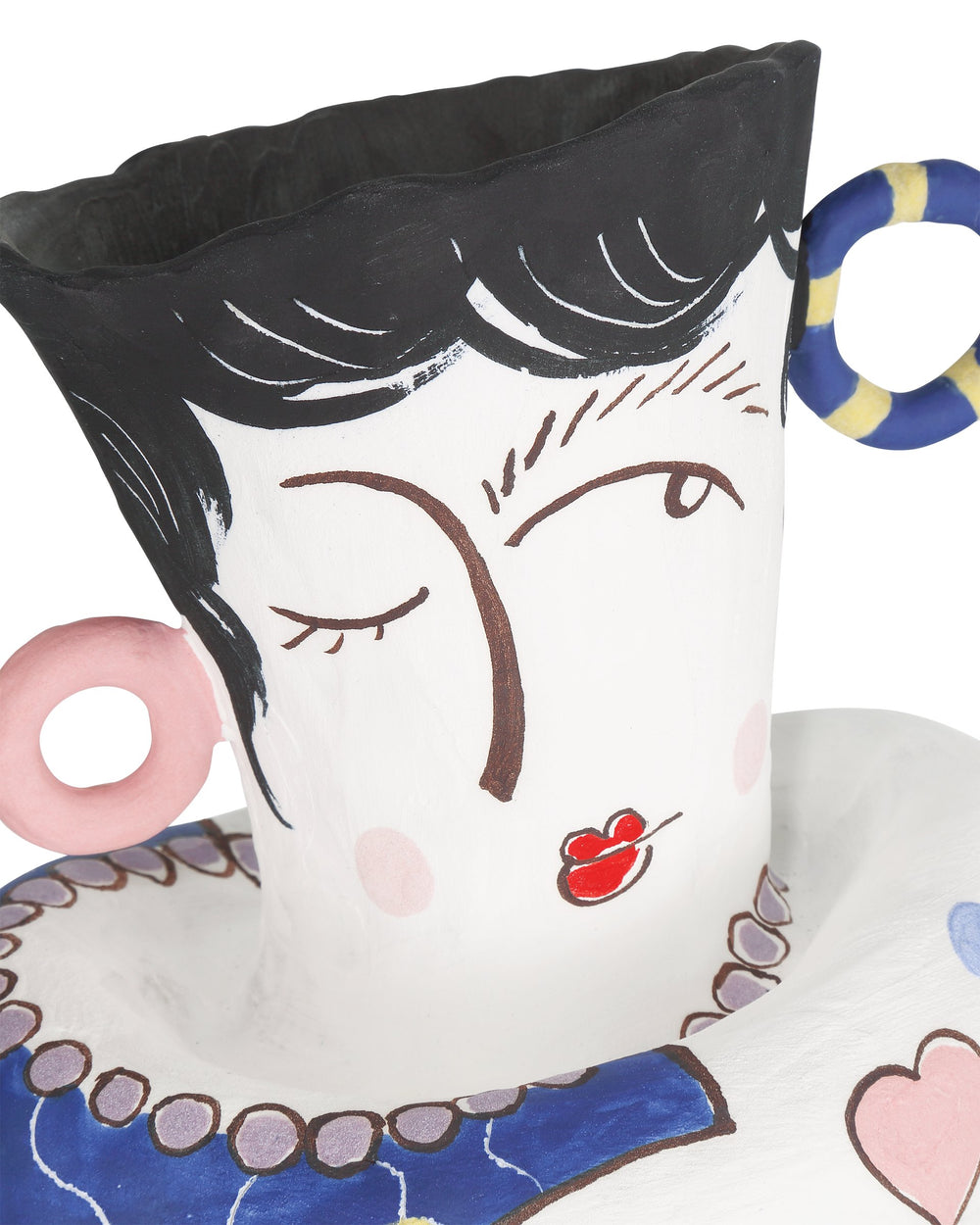 Currey & Company Osamu Hand-Painted Porcelain Cubist Vase Set for Modern Eclectic Shelf Decor 1200-0864