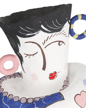 Currey & Company Osamu Hand-Painted Porcelain Cubist Vase Set for Modern Eclectic Shelf Decor 1200-0864