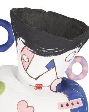 Currey & Company Osamu Hand-Painted Porcelain Cubist Vase Set for Modern Eclectic Shelf Decor 1200-0864