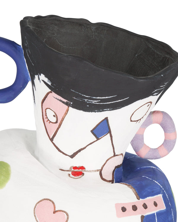 Currey & Company Osamu Hand-Painted Porcelain Cubist Vase Set for Modern Eclectic Shelf Decor 1200-0864