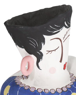 Currey & Company Osamu Hand-Painted Porcelain Cubist Vase Set for Modern Eclectic Shelf Decor 1200-0864