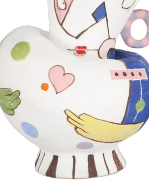 Currey & Company Osamu Hand-Painted Porcelain Cubist Vase Set for Modern Eclectic Shelf Decor 1200-0864