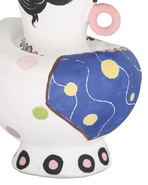 Currey & Company Osamu Hand-Painted Porcelain Cubist Vase Set for Modern Eclectic Shelf Decor 1200-0864