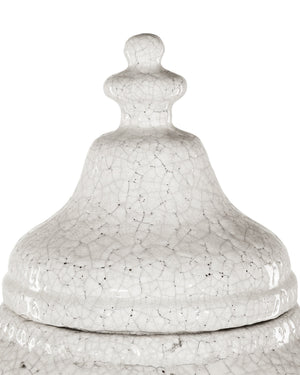 Currey & Company Virginal Hand Thrown Terracotta Floor Jar Antique White Crackle Glaze Mediterranean Accent 1200-0883