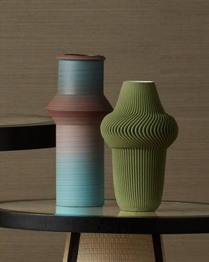 Currey & Company Happy 80S Porcelain Vase Set Geometric Bold Reactive Glaze Sculptural Shelf Decor 1200-0909