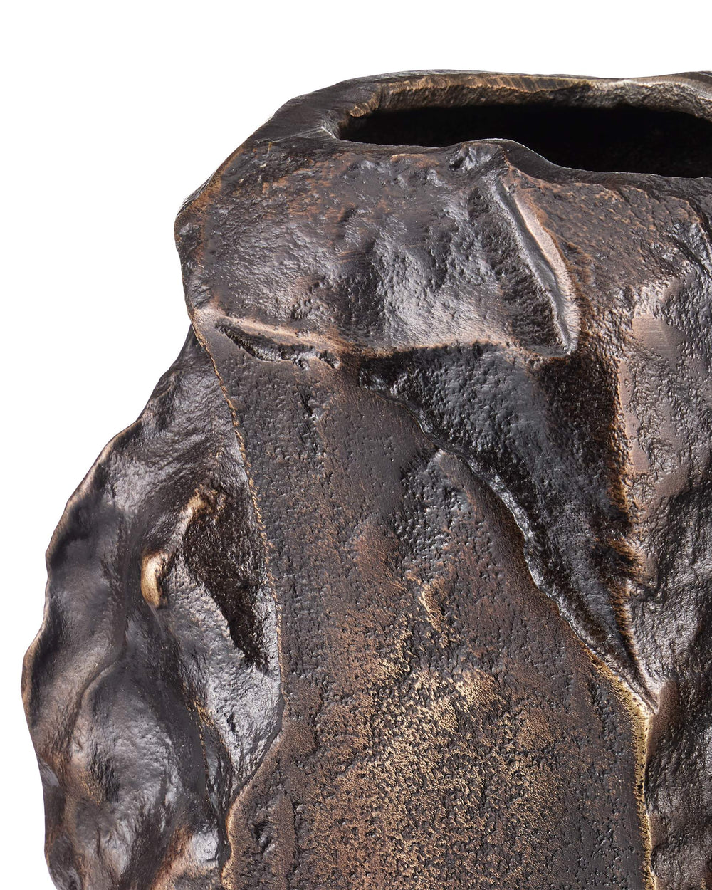 Currey & Company Carmelo Cast Aluminum Vase Set Brutalist Scorched Bronze Sculptural Decor Pair 1200-0944