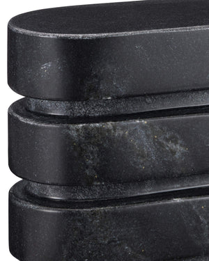 Currey & Company Bheslana Natural Black Marble Brutalist Sculpture Set Veined Stone Decor Pair 1200-0945