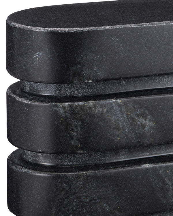 Currey & Company Bheslana Natural Black Marble Brutalist Sculpture Set Veined Stone Decor Pair 1200-0945