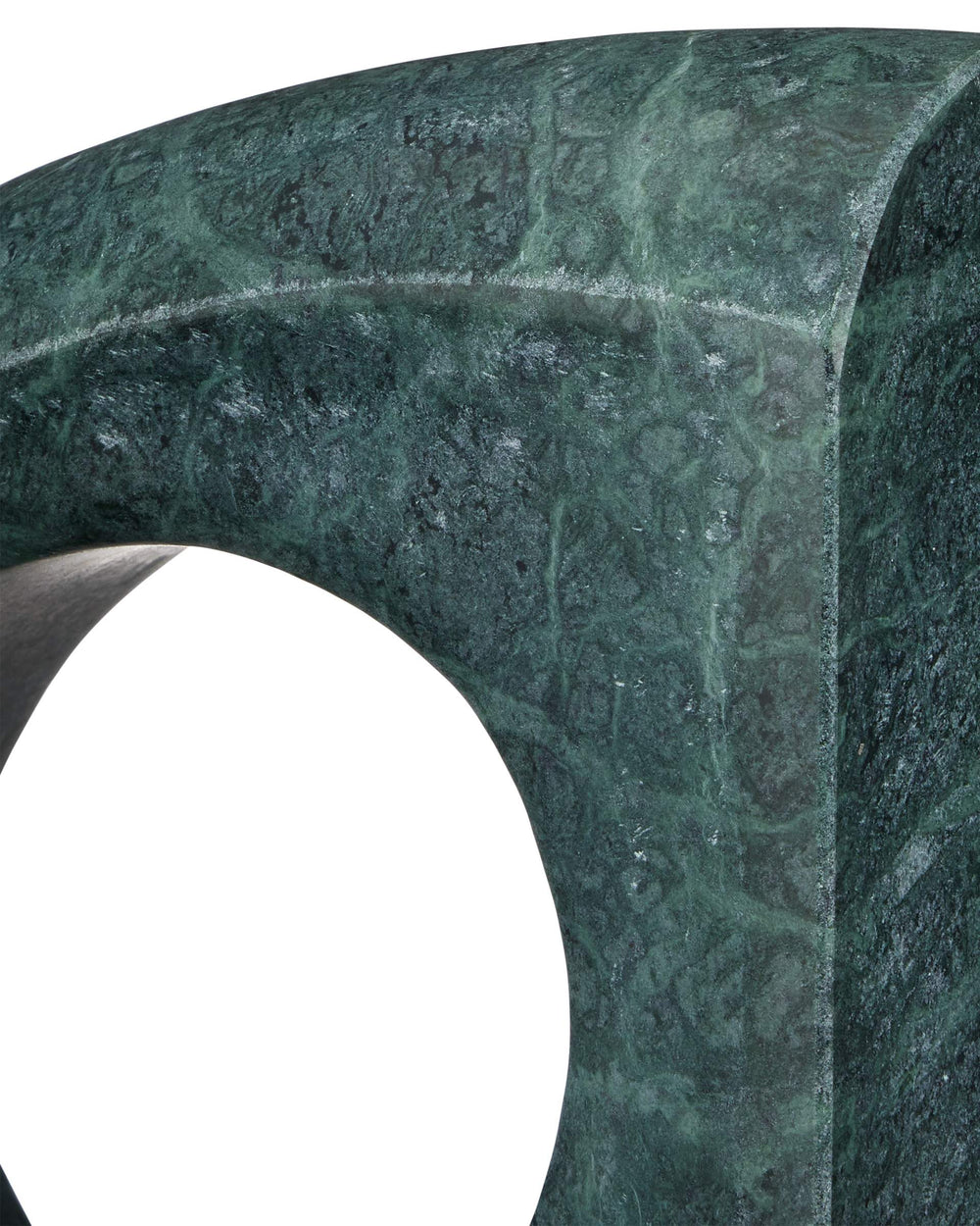 Currey & Company Russo Solid Marble Sculptural Object Set Natural Green Veined Stone Shelf Accent 1200-0946