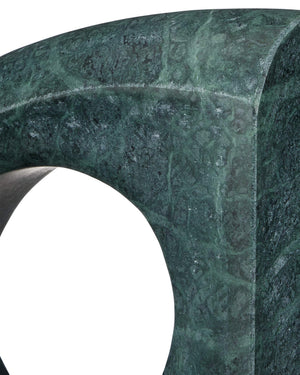 Currey & Company Russo Solid Marble Sculptural Object Set Natural Green Veined Stone Shelf Accent 1200-0946