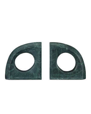Currey & Company Russo Solid Marble Sculptural Object Set Natural Green Veined Stone Shelf Accent 1200-0946