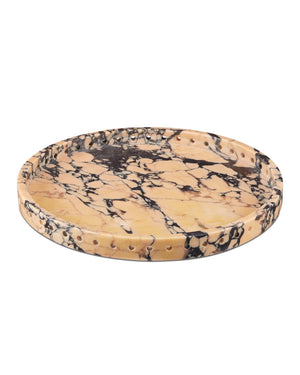 Currey & Company Freya Round Purple Breccia Marble Tray Handcrafted Stone Centerpiece for Modern Homes 1200-0950