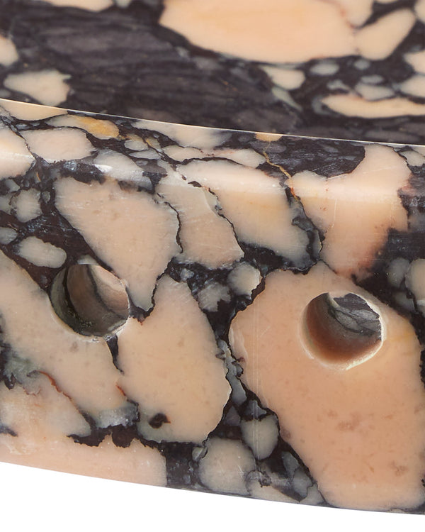 Currey & Company Freya Round Purple Breccia Marble Tray Handcrafted Stone Centerpiece for Modern Homes 1200-0950